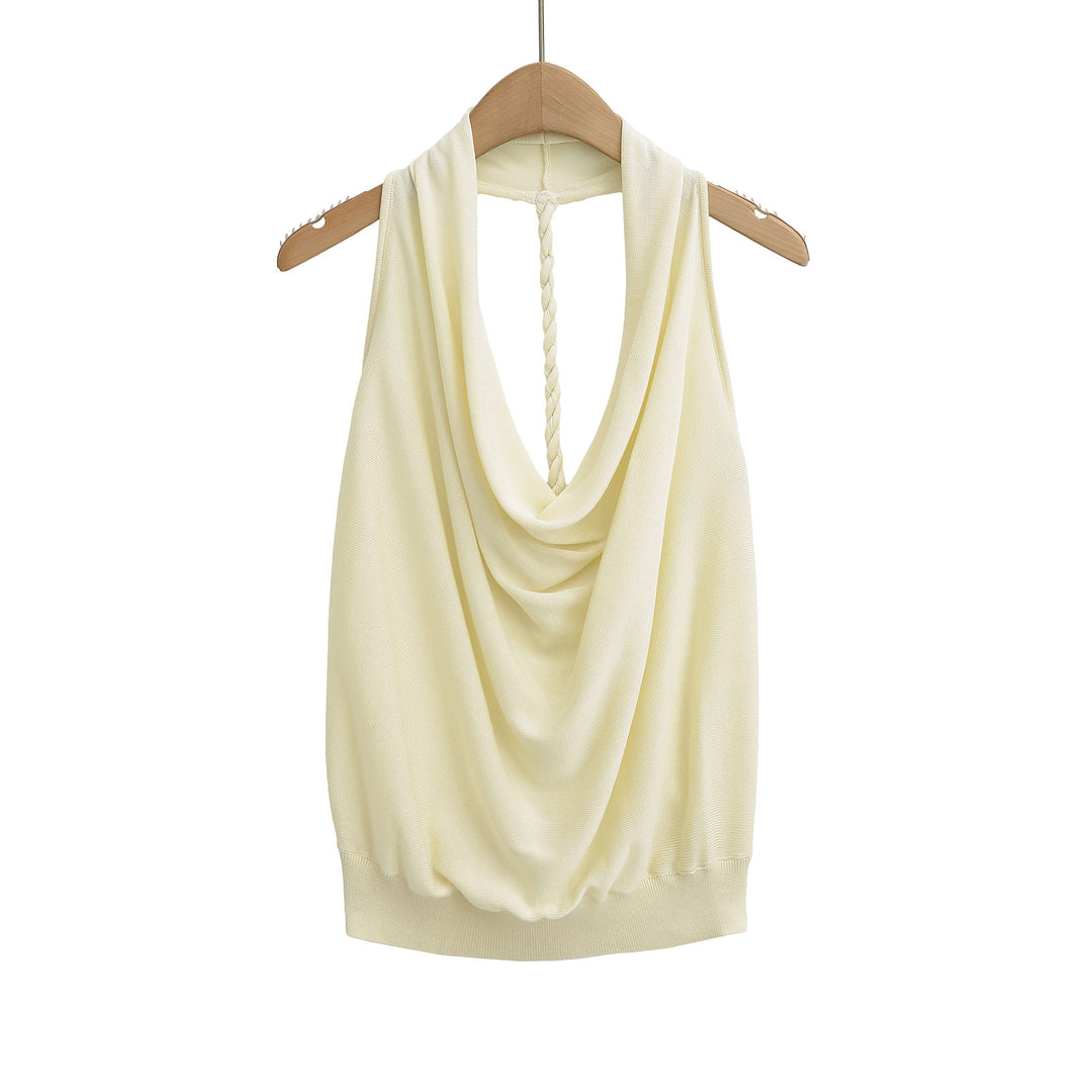 Dame ærmeløs drape-top med elegant rygudskæring og afslappet bånd Stilla