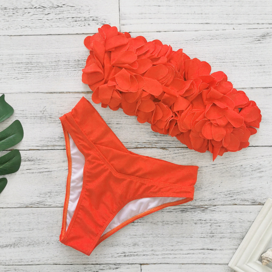 Dame bikini sæt med blomster top og høje trusser Stilla