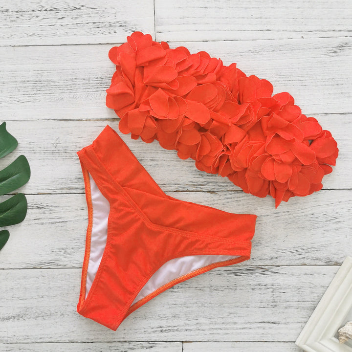 Dame bikini sæt med blomster top og høje trusser Stilla