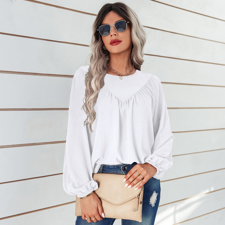 Dame Elegant og afslappet bluse skjorte med puffærmer Stilla