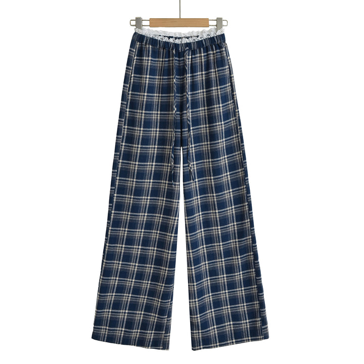 Dame pyjamabukser med afslappet ternede mønster og elastisk talje Stilla
