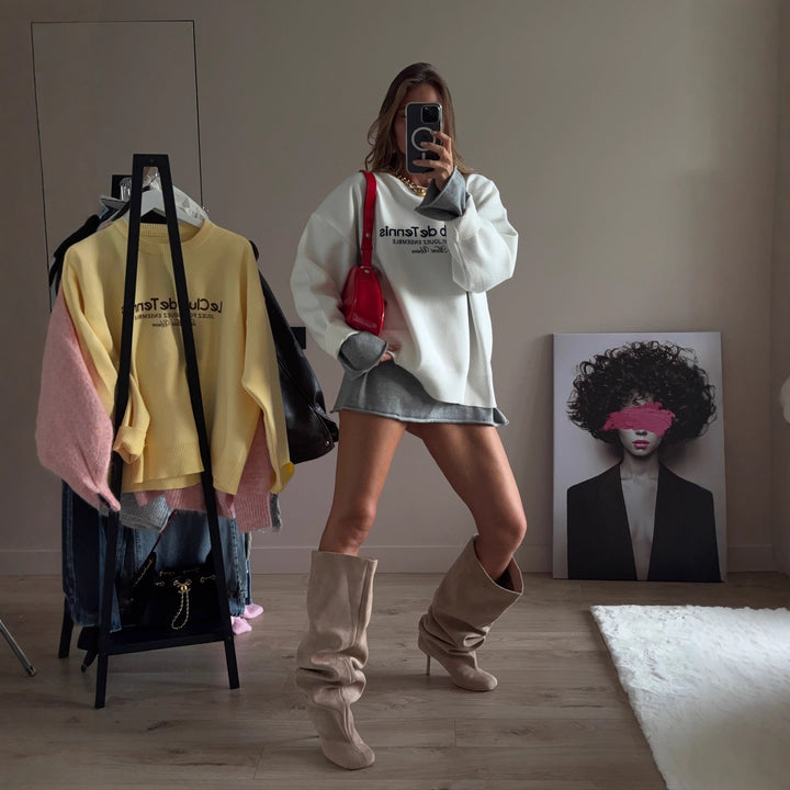 Kvinders afslappede tie-dye sweatshirt med dyb halsudskæring Stilla