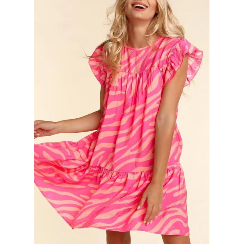 Dame Lag Ruffle Mini Kjole med Lommer Stilla