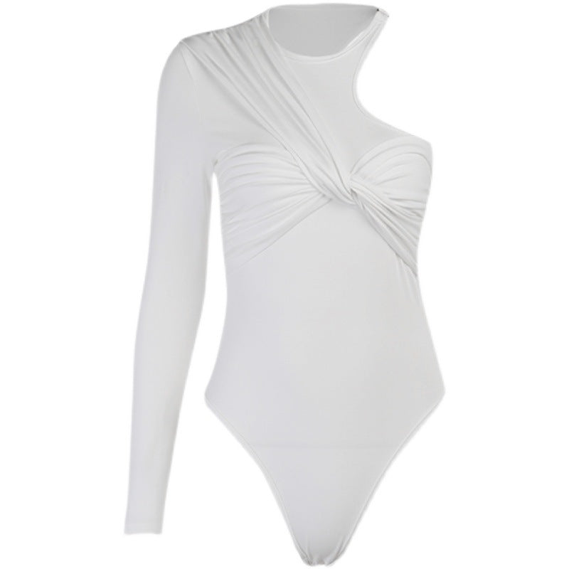 Kvinder Asymmetrisk Bodysuit med Plisseret detaljer Stilla