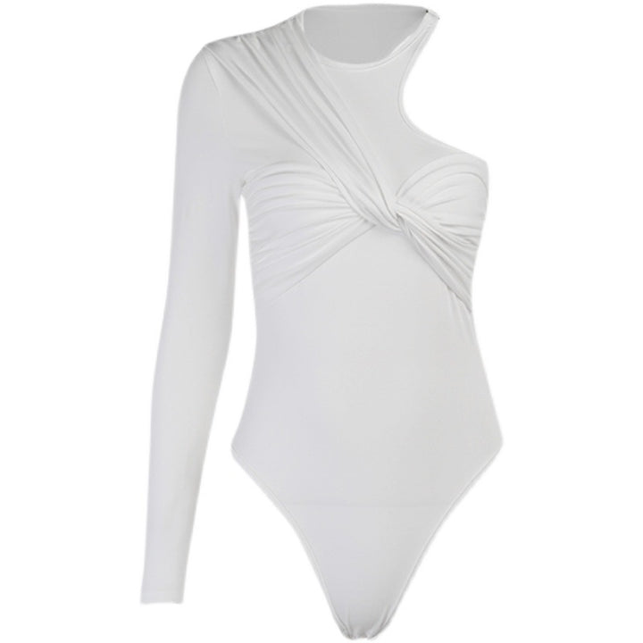 Kvinder Asymmetrisk Bodysuit med Plisseret detaljer Stilla