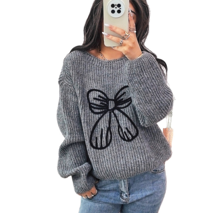 Kvinders afslappede sweater med stilfuldt sløjfedesign Stilla