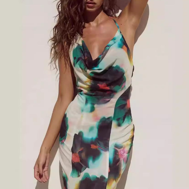 Femme Cowl Neck Midi Kjole Stilla