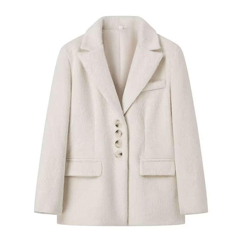 Kvinders fashionable teddy blazer med elegant knapstolpe Stilla