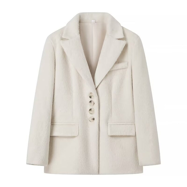 Kvinders fashionable teddy blazer med elegant knapstolpe Stilla