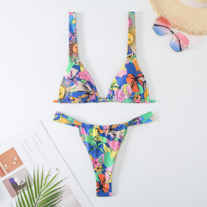 Femme Justerbar Triangle-Bikini-Sæt med Rynke-Detaljer Stilla