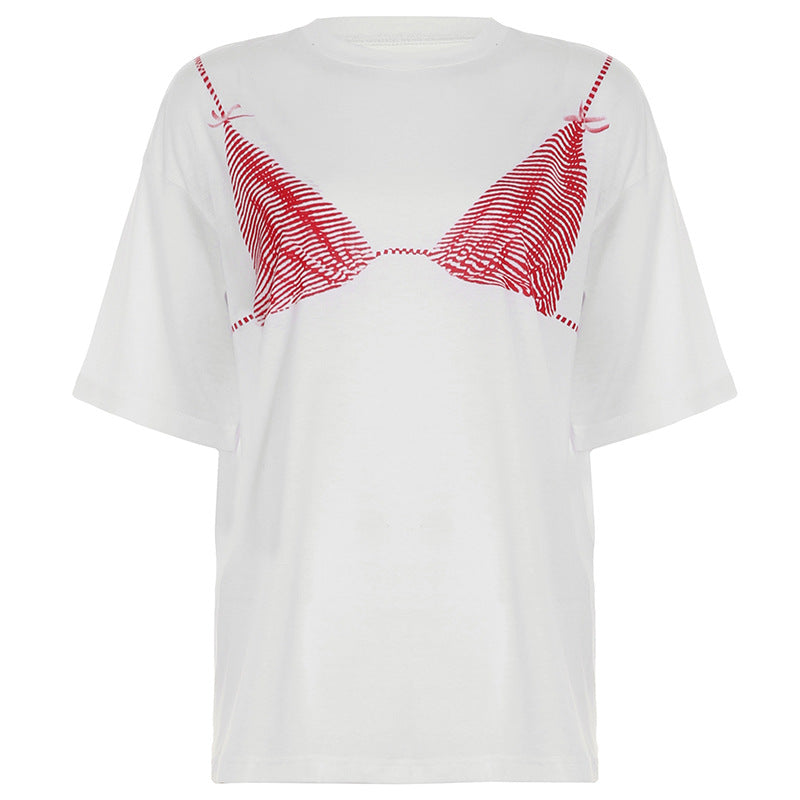 Dame oversized shirt med kreativ grafiktryk Skovae