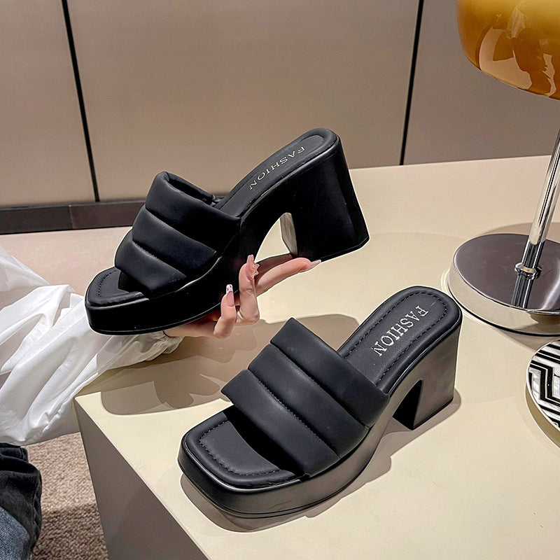 Dame Plateau-sandaler med bred rem og moderne blokhæl Stilla