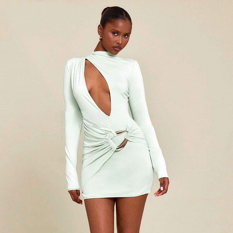 Damen Enganliegendes Minikleid mit raffiniertem Wickeldesign und tiefem Ausschnitt Skovae