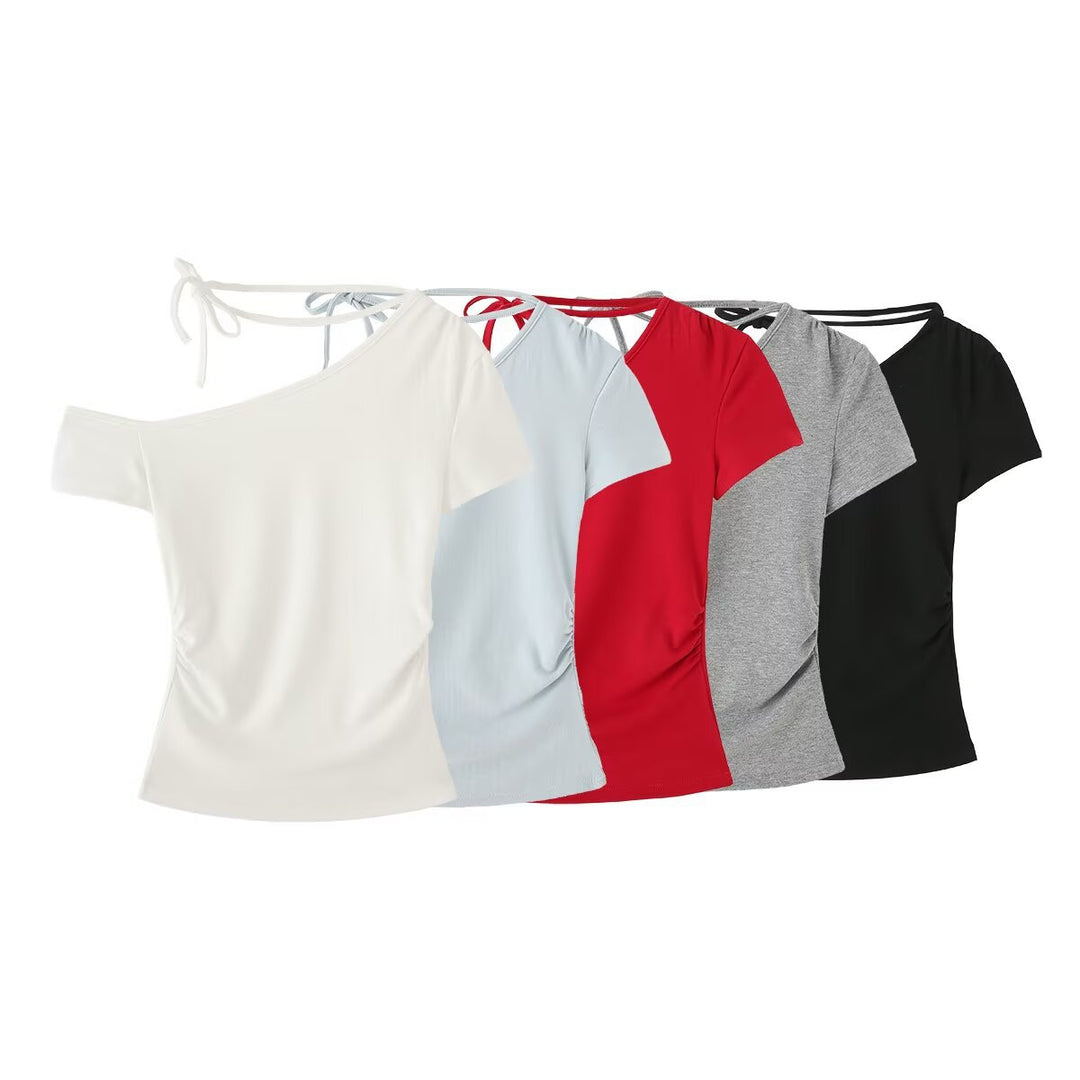 Dame Off-Shoulder top med knude dekoreret design og elegant skæring Stilla