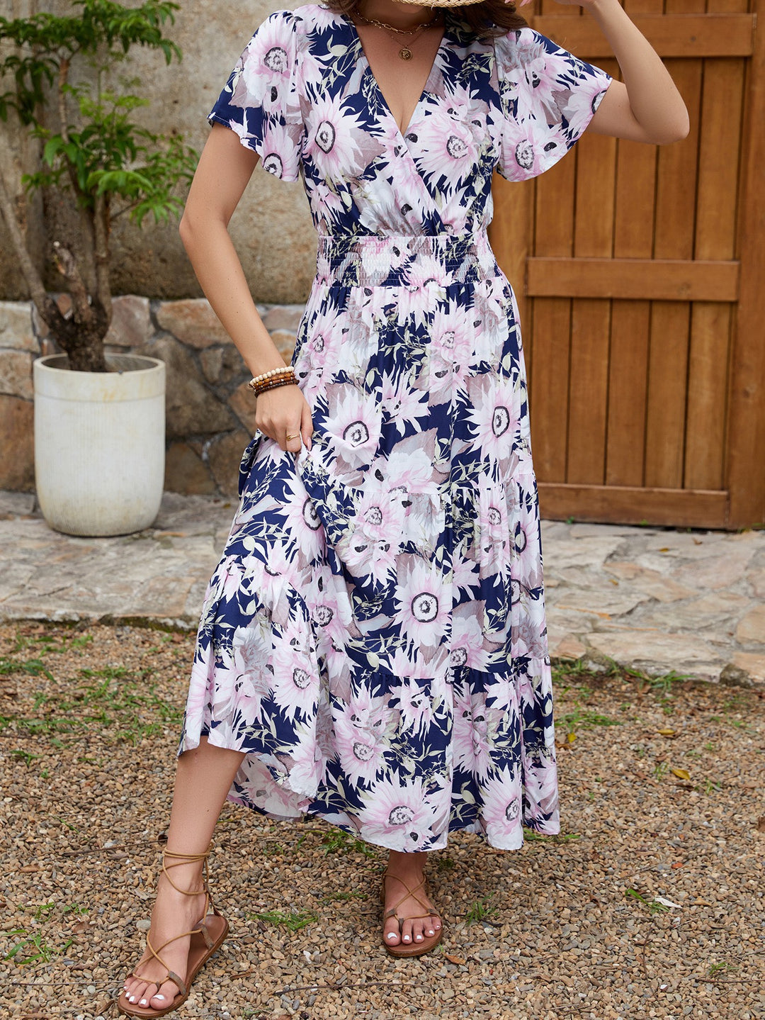 Dame Blomster Wrap Maxi Kjole Stilla
