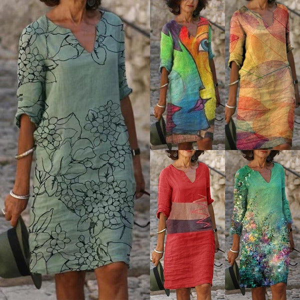 Dame Kunstnerisk Abstrakt Grafisk Midi Kjole Stilla