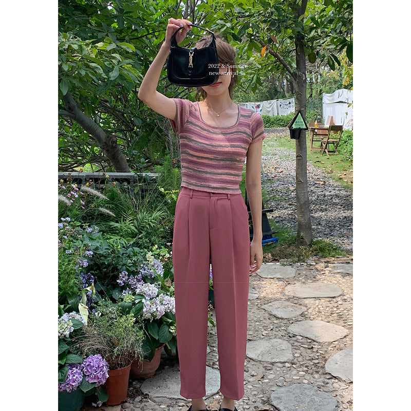 Damer elegante high-waist bukser med smalle ben og praktiske lommer Stilla