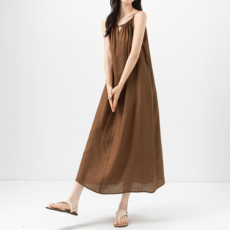 Dame elegant strapless linbuksedragt med slankende snit Stilla
