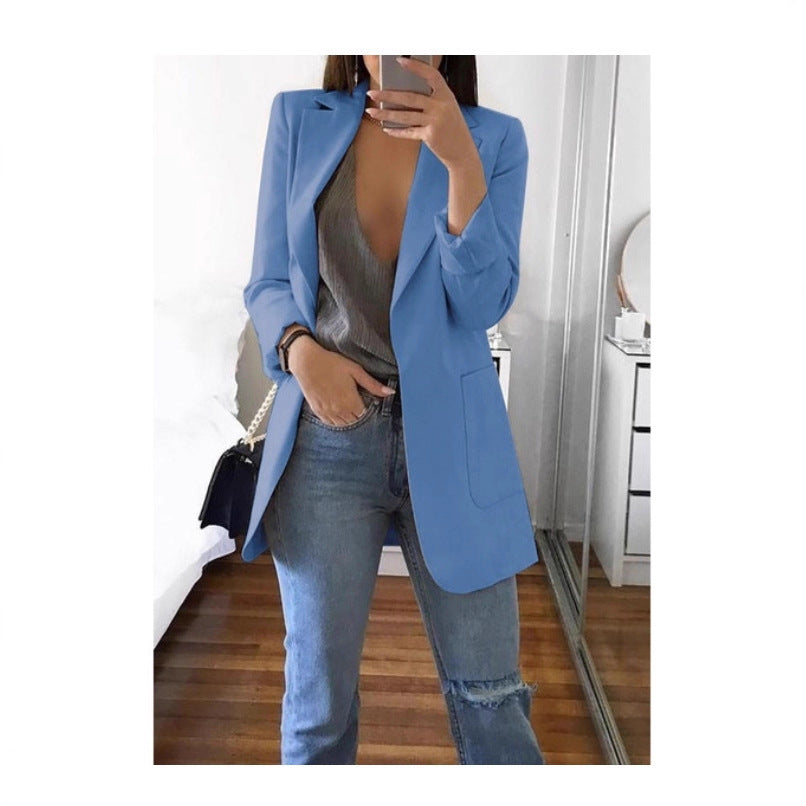 Dame elegant blazer med tætsiddende snit og praktiske lommer Skovae