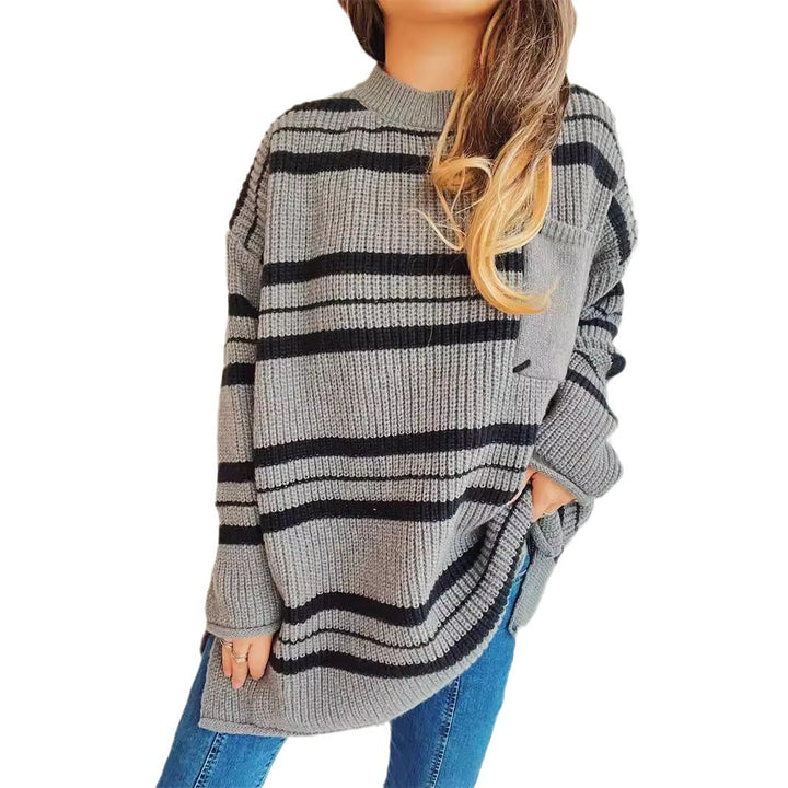 Kvinders oversized striktrøje med moderne striber Stilla
