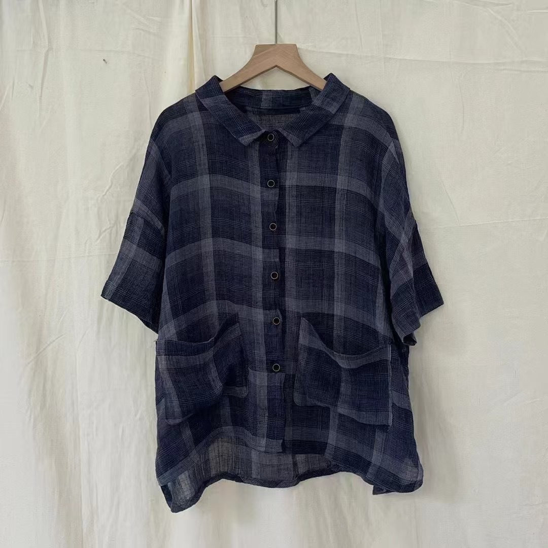 Dame Behagelig Oversized Button-Up Skjorte med Lommer Detaljer Stilla