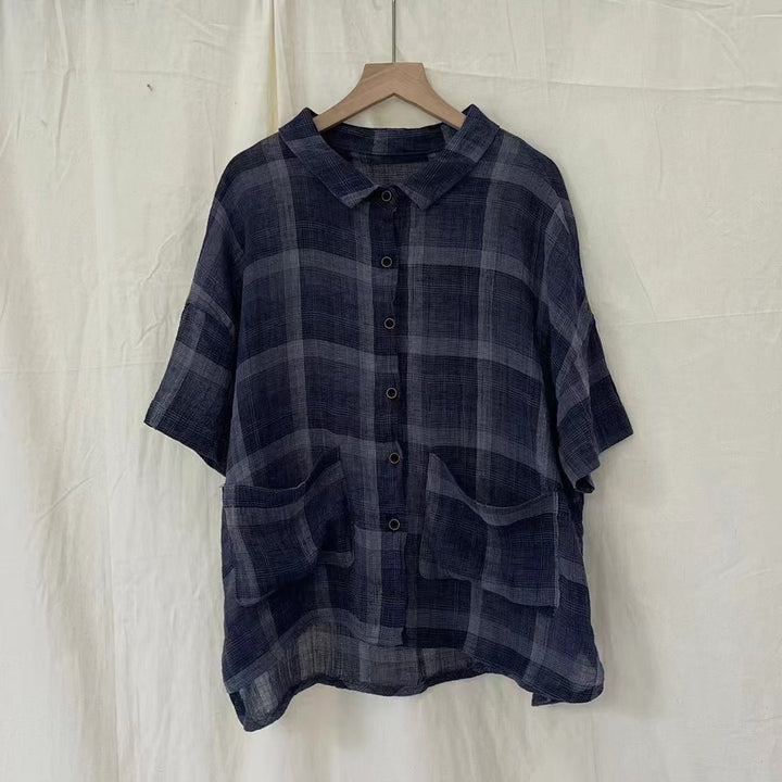 Dame Behagelig Oversized Button-Up Skjorte med Lommer Detaljer Stilla