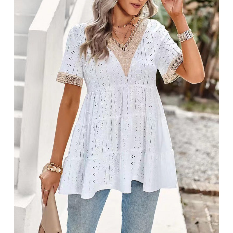 Damer Peplum Top med øsken-detaljer Stilla