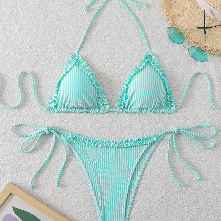 Dame Triangle-bikini med afslappede bindebånd Skovae
