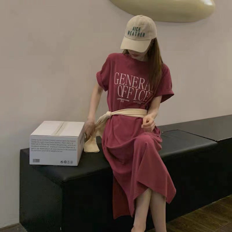 Kvinders Casual T-Shirt Kjole med Kreativ Slogan Skovae