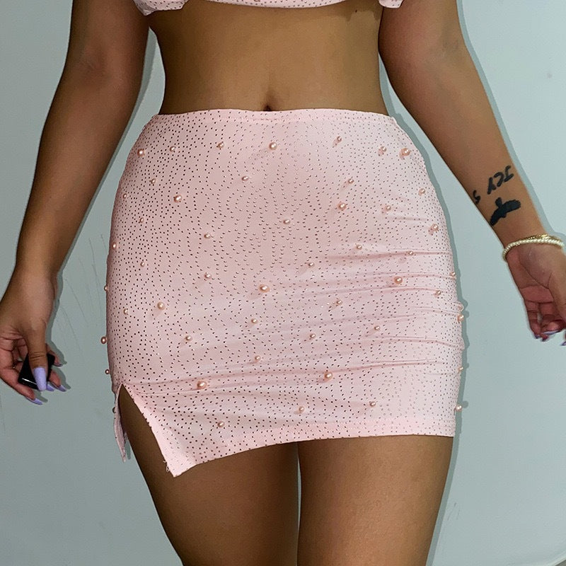 Dame Elegant Crop-top med lange, gennemsigtige ærmer og glitrende accenter Skovae