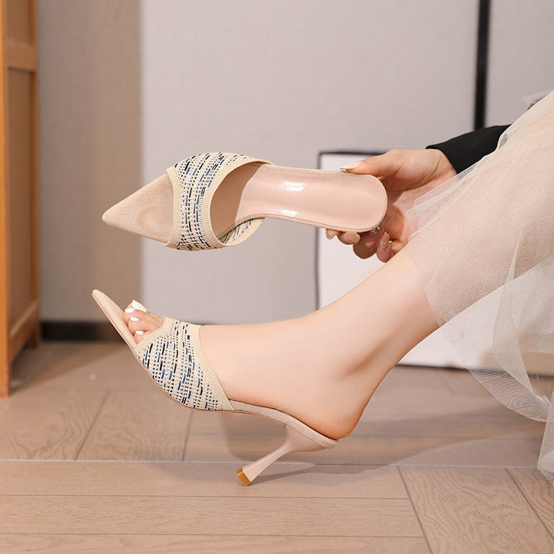 Dame elegante mules med modet strikdesign Stilla