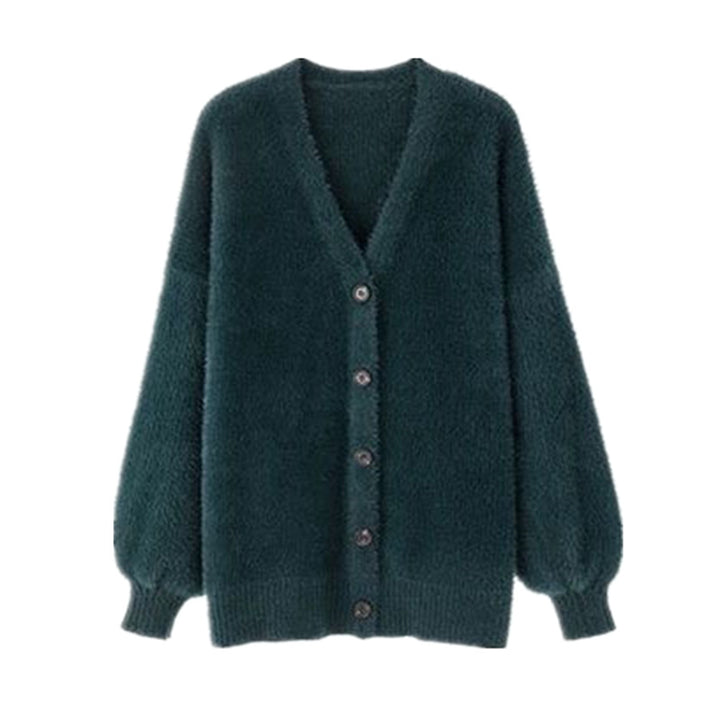 Kvinders Fluffy Cardigan med Knapdetaljer og Løs Pasform Stilla