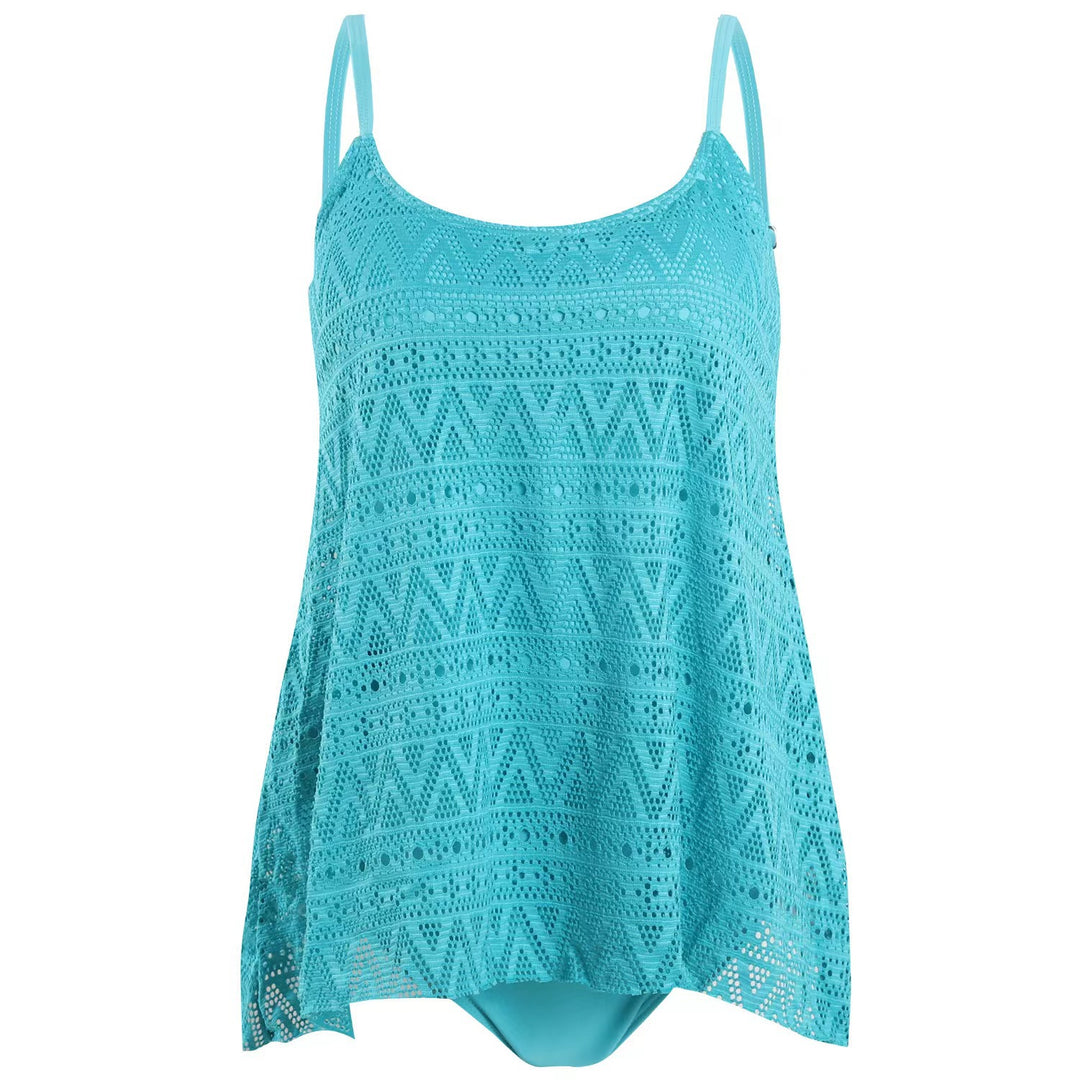 Dame elegant strandtop med moderne hulmønster Skovae