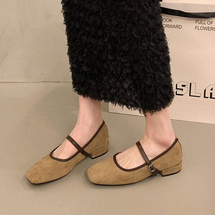 Dame Mary Jane Ballerinas med firkantet tåform og justerbar rem Stilla