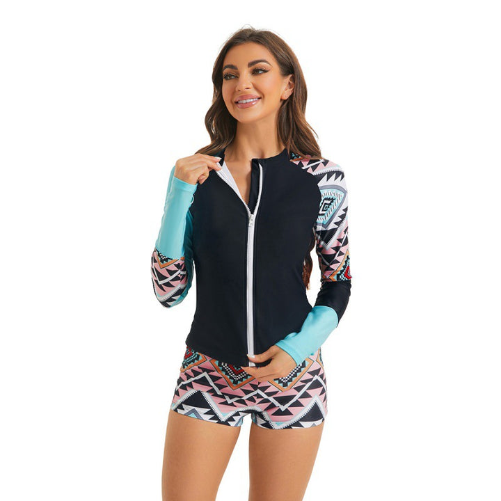 Dame Rashguard-top med sporty design og grafisk print Skovae