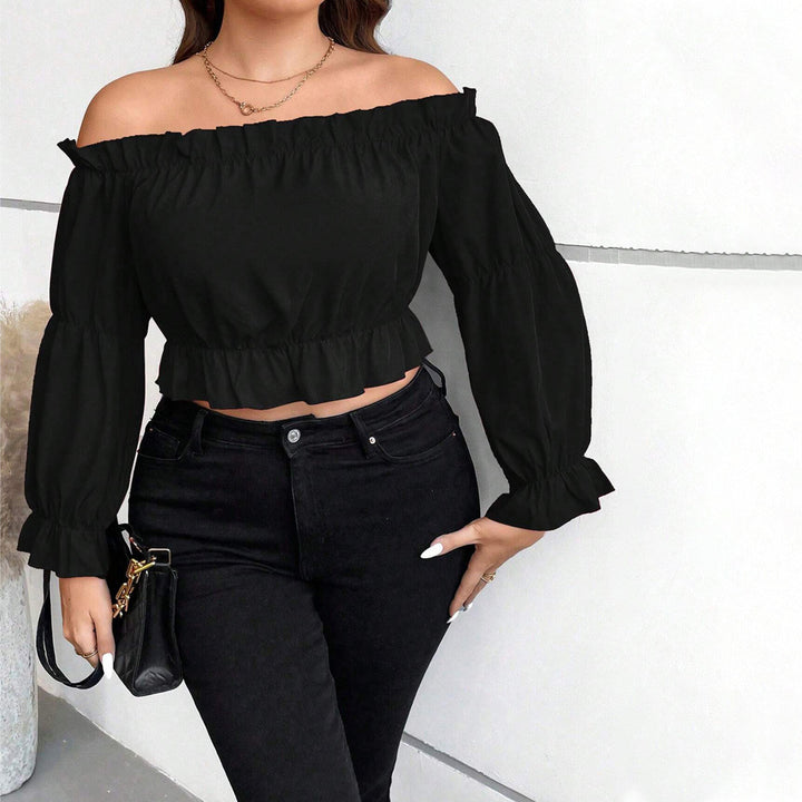 Dame gradient crop top med off-the-shoulder-design og smal talje Stilla