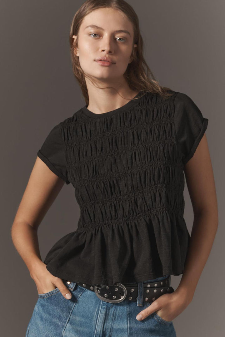 Dame afslappet bluse med rynkning Stilla