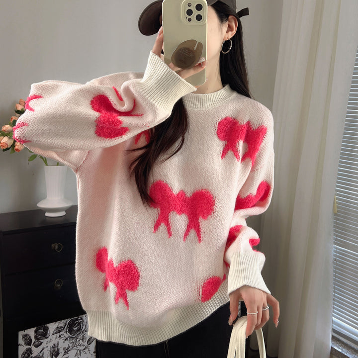 Damer Mønstret Sweater med Stilfuldt Dyremotiv og Casual Snit Stilla
