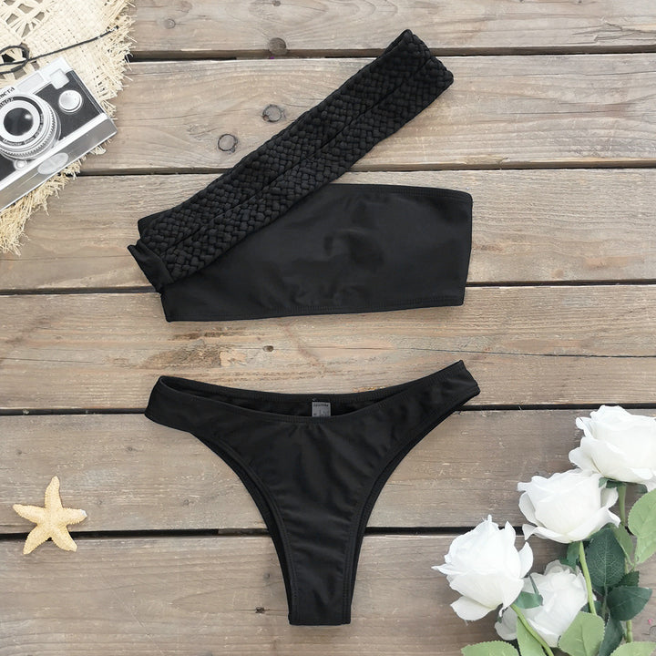 Dame bikini-sæt med innovativ bandeau-top og høj trusse Stilla