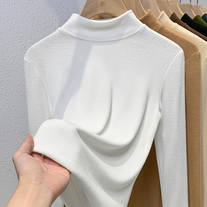 Dame Turtleneck-overdel i blødt strækmateriale med figursyet snit Stilla