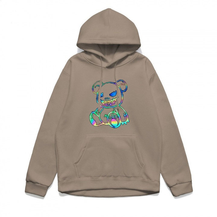 Dame hoodie sweatshirt med sejt bjørnemotiv og komfortabel pasform Skovae