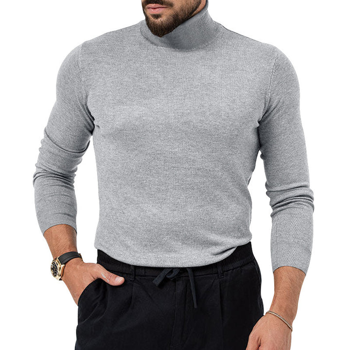Herrer høj afsluttende strikket sweater med fin tekstur Stilla