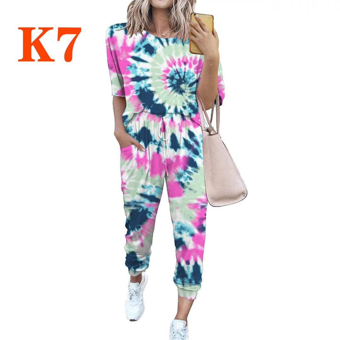 Dame afslappet jumpsuit med blomsterprint og elastisk bånd Stilla