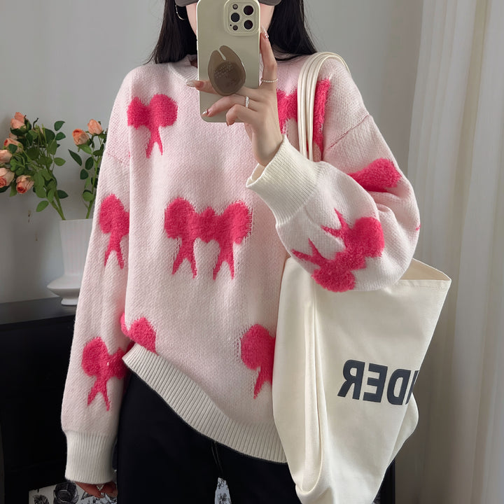 Damer Mønstret Sweater med Stilfuldt Dyremotiv og Casual Snit Stilla