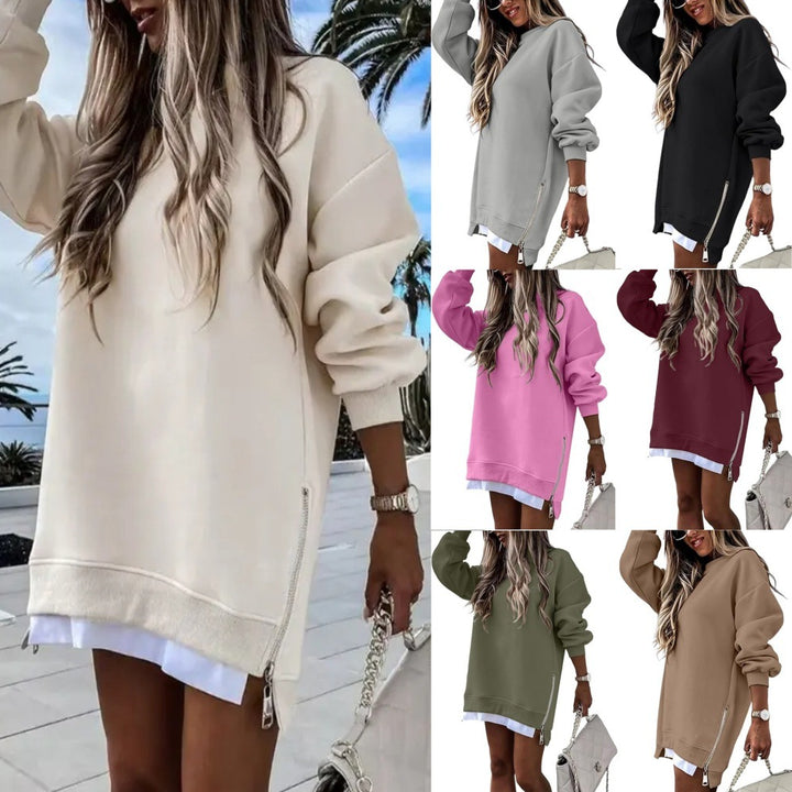 Dame casual sweatshirt med side lynlås og oversized pasform Stilla