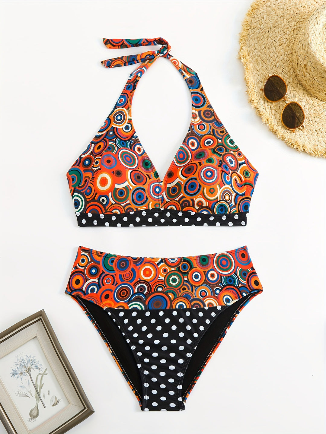 Dame triangel-bikini med moderigtigt prikdesign Skovae
