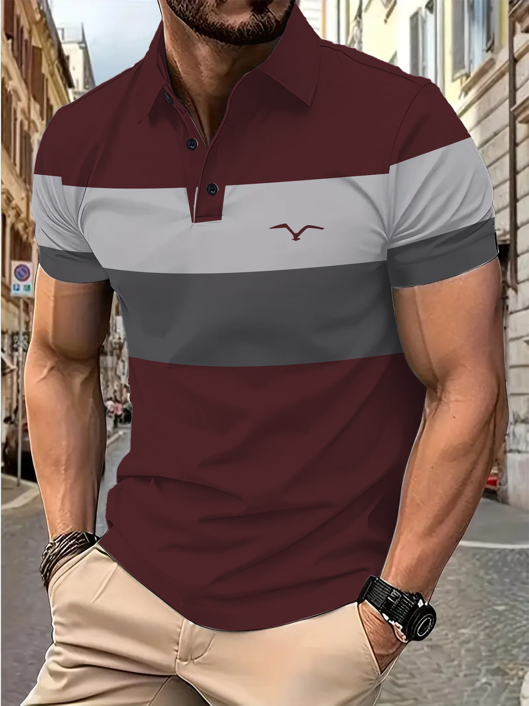Herrer polo skjorte med moderne farveblok-design Stilla