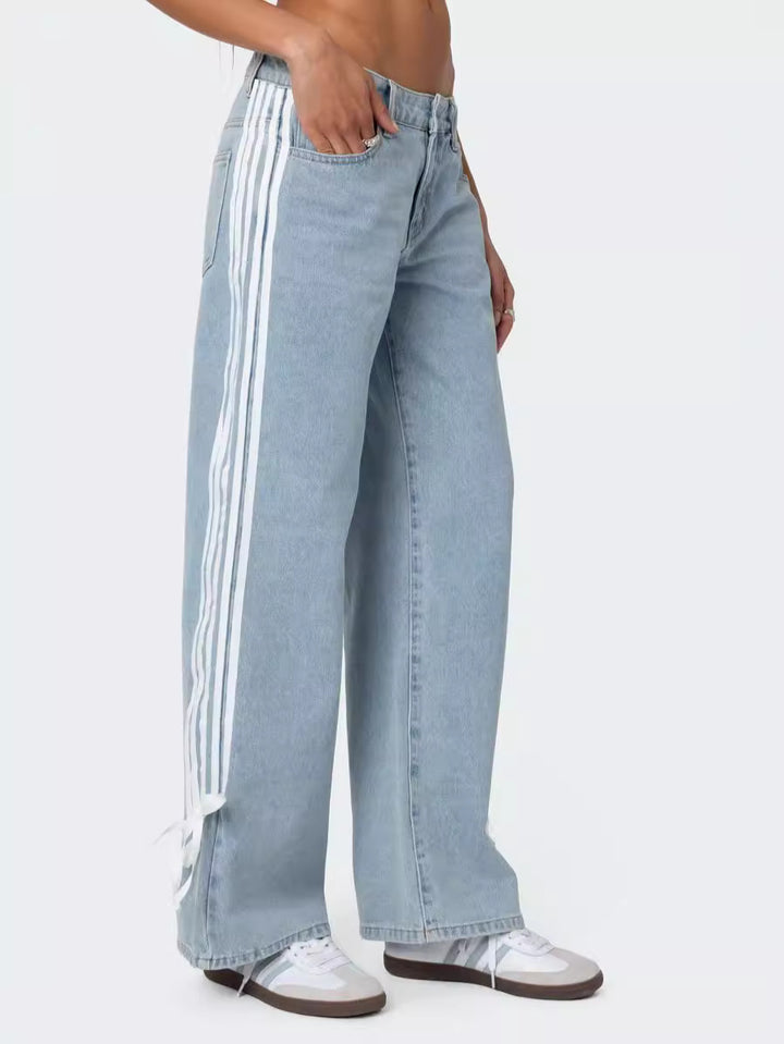 Dame brede jeans med sidelængder Stilla