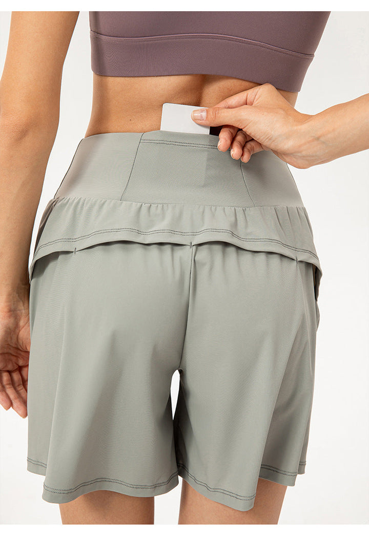 Stilla | High Waist Slimming a Line Sports Shorts Løs Pasform, Åndbar Yoga Fitness Løbeshorts