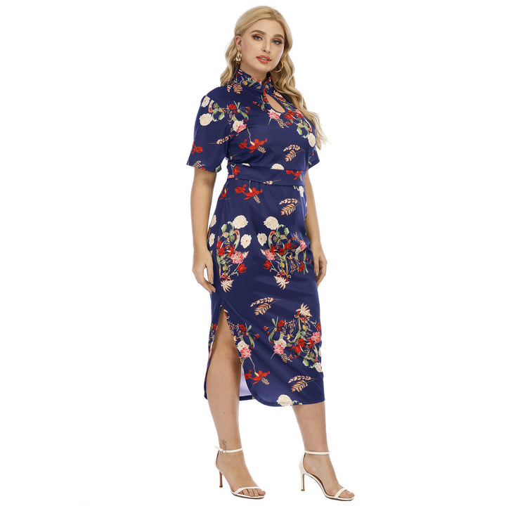Femme Floral Print Midi Dress Set med nøglerumsdetalje Stilla